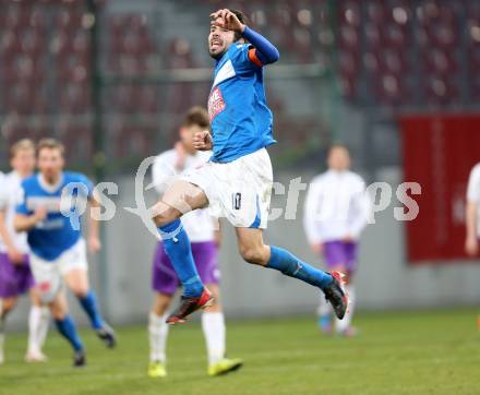 Fussball Regionalliga. SK Austria Klagenfurt gegen VSV. Torjubel Mario Ramusch (VSV). Klagenfurt, 5.4.2013.
Foto: Kuess
---
pressefotos, pressefotografie, kuess, qs, qspictures, sport, bild, bilder, bilddatenbank