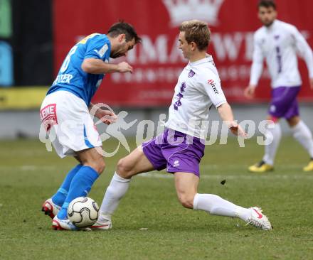 Fussball Regionalliga. SK Austria Klagenfurt gegen VSV. Peter Pucker, (Austria Klagenfurt), Mario Steiner  (VSV). Klagenfurt, 5.4.2013.
Foto: Kuess
---
pressefotos, pressefotografie, kuess, qs, qspictures, sport, bild, bilder, bilddatenbank