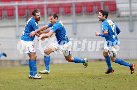 Fussball Regionalliga. SK Austria Klagenfurt gegen VSV. Torjubel Mario Steiner, Marco Reich, Mario Ramusch (VSV). Klagenfurt, 5.4.2013.
Foto: Kuess
---
pressefotos, pressefotografie, kuess, qs, qspictures, sport, bild, bilder, bilddatenbank