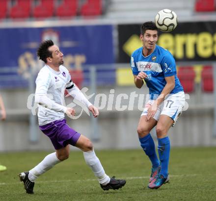 Fussball Regionalliga. SK Austria Klagenfurt gegen VSV. Matthias Dollinger,  (Austria Klagenfurt), Michel Sandic (VSV). Klagenfurt, 5.4.2013.
Foto: Kuess
---
pressefotos, pressefotografie, kuess, qs, qspictures, sport, bild, bilder, bilddatenbank