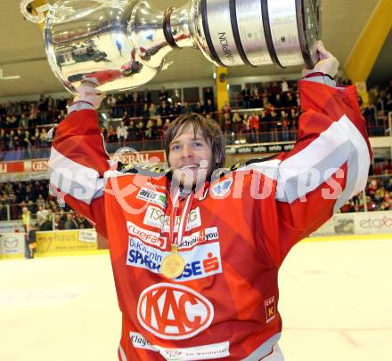 EBEL. Eishockey Bundesliga. EC KAC gegen PC Vienna Capitals.. Meisterjubel Rene Swette (Meister KAC). Klagenfurt, am 4.5.2013.
Foto: Kuess 


---
pressefotos, pressefotografie, kuess, qs, qspictures, sport, bild, bilder, bilddatenbank