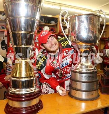 EBEL. Eishockey Bundesliga. EC KAC gegen PC Vienna Capitals.. Meisterjubel Tomislav Zanoski (Meister KAC). Klagenfurt, am 4.5.2013.
Foto: Kuess 


---
pressefotos, pressefotografie, kuess, qs, qspictures, sport, bild, bilder, bilddatenbank