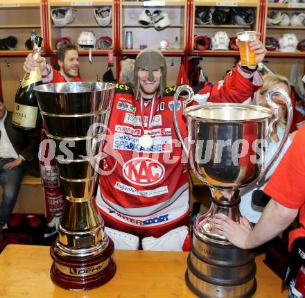 EBEL. Eishockey Bundesliga. EC KAC gegen PC Vienna Capitals.. Meisterjubel Rene Swette (Meister KAC). Klagenfurt, am 4.5.2013.
Foto: Kuess 


---
pressefotos, pressefotografie, kuess, qs, qspictures, sport, bild, bilder, bilddatenbank