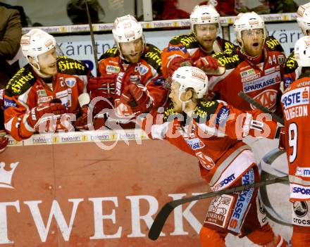 EBEL. Eishockey Bundesliga. EC KAC gegen PC Vienna Capitals..  Torjubel Tyler Scofield (KAC). Klagenfurt, am 4.5.2013.
Foto: Kuess 


---
pressefotos, pressefotografie, kuess, qs, qspictures, sport, bild, bilder, bilddatenbank