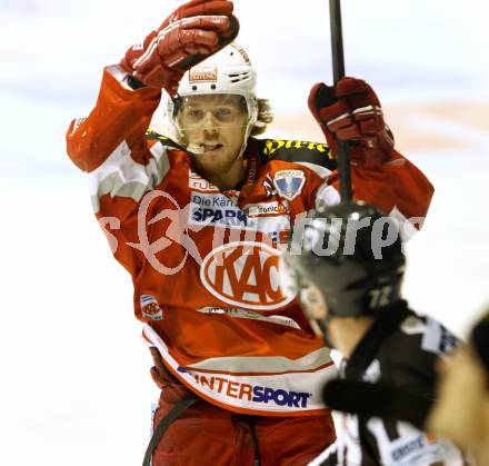 EBEL. Eishockey Bundesliga. EC KAC gegen PC Vienna Capitals.. Jubel Tyler Scofield (KAC). Klagenfurt, am 4.5.2013.
Foto: Kuess 


---
pressefotos, pressefotografie, kuess, qs, qspictures, sport, bild, bilder, bilddatenbank