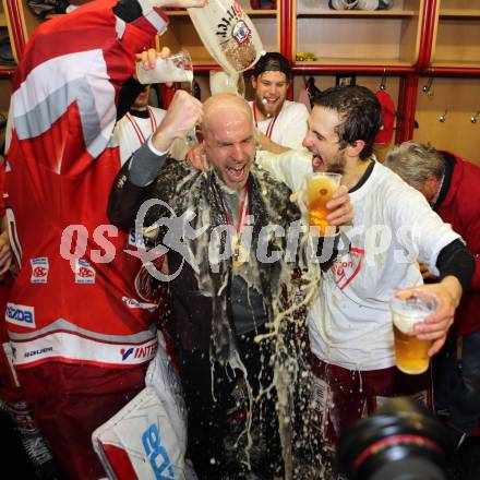 EBEL. Eishockey Bundesliga. EC KAC gegen PC Vienna Capitals.. Rene Swette, Christer Olsson, Raphael Herburger (Meister KAC). Klagenfurt, am 4.5.2013.
Foto: Kuess 


---
pressefotos, pressefotografie, kuess, qs, qspictures, sport, bild, bilder, bilddatenbank