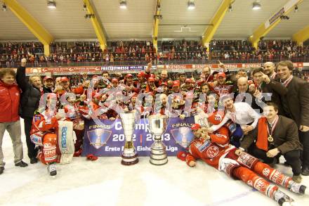 EBEL. Eishockey Bundesliga. EC KAC gegen PC Vienna Capitals.. Meisterjubel (Meister KAC). Klagenfurt, am 4.5.2013.
Foto: Kuess 


---
pressefotos, pressefotografie, kuess, qs, qspictures, sport, bild, bilder, bilddatenbank