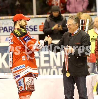 EBEL. Eishockey Bundesliga. EC KAC gegen PC Vienna Capitals.. Meisterjubel Thomas Koch, Dieter Kalt (Meister KAC). Klagenfurt, am 4.5.2013.
Foto: Kuess 


---
pressefotos, pressefotografie, kuess, qs, qspictures, sport, bild, bilder, bilddatenbank