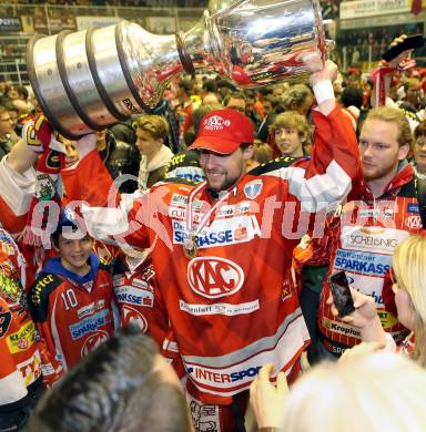 EBEL. Eishockey Bundesliga. EC KAC gegen PC Vienna Capitals.. Meisterjubel Johannes Reichel (Meister KAC). Klagenfurt, am 4.5.2013.
Foto: Kuess 


---
pressefotos, pressefotografie, kuess, qs, qspictures, sport, bild, bilder, bilddatenbank