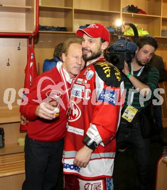 EBEL. Eishockey Bundesliga. EC KAC gegen PC Vienna Capitals.. Meisterjubel Karl Klemen, Thomas Koch (Meister KAC). Klagenfurt, am 4.5.2013.
Foto: Kuess 


---
pressefotos, pressefotografie, kuess, qs, qspictures, sport, bild, bilder, bilddatenbank