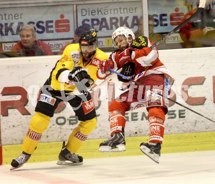 EBEL. Eishockey Bundesliga. EC KAC gegen PC Vienna Capitals.. Thomas Koch, (KAC), Adrian Veidemann  (Caps). Klagenfurt, am 4.5.2013.
Foto: Kuess 


---
pressefotos, pressefotografie, kuess, qs, qspictures, sport, bild, bilder, bilddatenbank