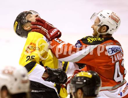 EBEL. Eishockey Bundesliga. EC KAC gegen PC Vienna Capitals.. Tomislav Zanoski, (KAC),  Benoit Gratton (Caps). Klagenfurt, am 4.5.2013.
Foto: Kuess 


---
pressefotos, pressefotografie, kuess, qs, qspictures, sport, bild, bilder, bilddatenbank