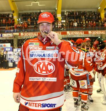 EBEL. Eishockey Bundesliga. EC KAC gegen PC Vienna Capitals.. Thomas Hundertpfund (Meister KAC). Klagenfurt, am 4.5.2013.
Foto: Kuess 


---
pressefotos, pressefotografie, kuess, qs, qspictures, sport, bild, bilder, bilddatenbank