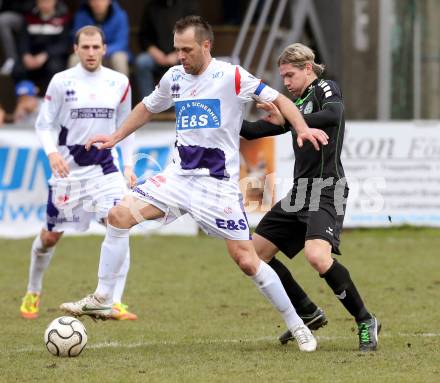 Fussball Regionalliga. SAK gegen Pasching. Jolic Goran (K) (SAK), Krammer Thomas (Pasching). Klagenfurt, am 6.4.2013.
Foto: Kuess
---
pressefotos, pressefotografie, kuess, qs, qspictures, sport, bild, bilder, bilddatenbank