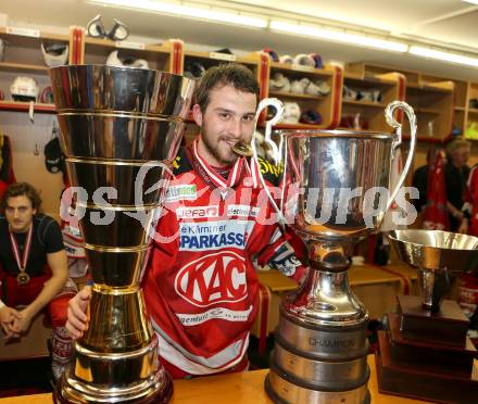 EBEL. Eishockey Bundesliga. EC KAC gegen PC Vienna Capitals.. Meisterjubel Patrick Berr (Meister KAC). Klagenfurt, am 4.5.2013.
Foto: Kuess 


---
pressefotos, pressefotografie, kuess, qs, qspictures, sport, bild, bilder, bilddatenbank