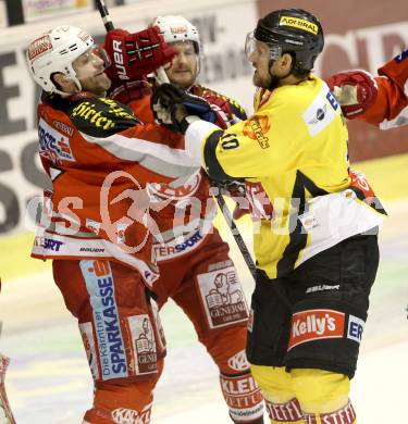 EBEL. Eishockey Bundesliga. EC KAC gegen PC Vienna Capitals.. Kirk Furey,  (KAC), Philipp Pinter (Caps). Klagenfurt, am 4.5.2013.
Foto: Kuess 


---
pressefotos, pressefotografie, kuess, qs, qspictures, sport, bild, bilder, bilddatenbank