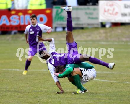 Fussball Regionalliga. Feldkirchen gegen SK Austria Klagenfurt. Florian Hausdorfer, (Feldkirchen),Eric Akoto  (Austria Klagenfurt).. Feldkirchen, 9.4.2013.
Foto: Kuess
---
pressefotos, pressefotografie, kuess, qs, qspictures, sport, bild, bilder, bilddatenbank