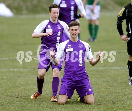 Fussball Regionalliga. Feldkirchen gegen SK Austria Klagenfurt. Torjubel Marco Leininger, Fabian Miesenboeck (Austria Klagenfurt). Feldkirchen, 9.4.2013.
Foto: Kuess
---
pressefotos, pressefotografie, kuess, qs, qspictures, sport, bild, bilder, bilddatenbank