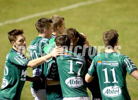 Fussball Regionalliga. Feldkirchen gegen SK Austria Klagenfurt. Torjubel (Feldkirchen). Feldkirchen, 9.4.2013.
Foto: Kuess
---
pressefotos, pressefotografie, kuess, qs, qspictures, sport, bild, bilder, bilddatenbank