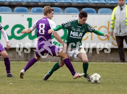 Fussball Regionalliga. Feldkirchen gegen SK Austria Klagenfurt.  Kevin Vaschauner (Feldkirchen), Peter Pucker,(Austria Klagenfurt). Feldkirchen, 9.4.2013.
Foto: Kuess
---
pressefotos, pressefotografie, kuess, qs, qspictures, sport, bild, bilder, bilddatenbank