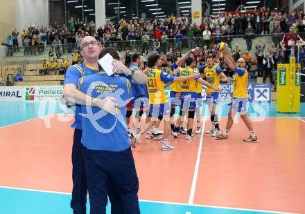 Volleyball. AVL Finalspiel. Aich/Dob gegen Hypo Tirol. Jubel Bogdan Kotnik (Aich/Dob). Bleiburg, 10.4.2013.
Foto: Kuess

---
pressefotos, pressefotografie, kuess, qs, qspictures, sport, bild, bilder, bilddatenbank