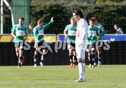 Fussball. Bundesliga. RZ Pellets WAC gegen SV Josko Ried.  Jacobo,  (WAC),  Torjubel Ried  (Ried). Wolfsberg, 13.4.2013.
Foto: Kuess

---
pressefotos, pressefotografie, kuess, qs, qspictures, sport, bild, bilder, bilddatenbank