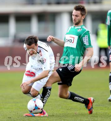 Fussball. Bundesliga. RZ Pellets WAC gegen SV Josko Ried.  Michael Liendl,  (WAC), Jan Marc Riegler  (Ried). Wolfsberg, 13.4.2013.
Foto: Kuess

---
pressefotos, pressefotografie, kuess, qs, qspictures, sport, bild, bilder, bilddatenbank