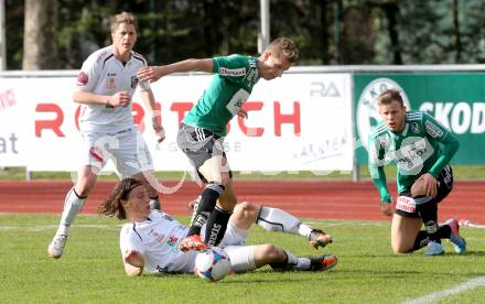 Fussball. Bundesliga. RZ Pellets WAC gegen SV Josko Ried.  Dario Baldauf, (WAC), Thomas Hinum   (Ried). Wolfsberg, 13.4.2013.
Foto: Kuess

---
pressefotos, pressefotografie, kuess, qs, qspictures, sport, bild, bilder, bilddatenbank