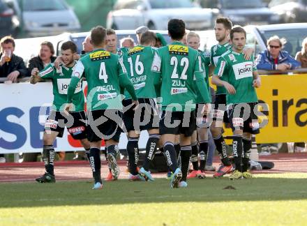 Fussball. Bundesliga. RZ Pellets WAC gegen SV Josko Ried.  Torjubel Ried. Wolfsberg, 13.4.2013.
Foto: Kuess

---
pressefotos, pressefotografie, kuess, qs, qspictures, sport, bild, bilder, bilddatenbank