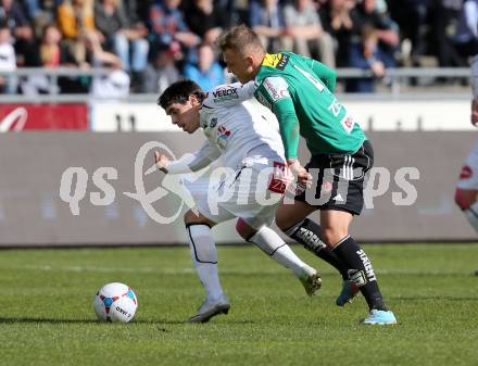 Fussball. Bundesliga. RZ Pellets WAC gegen SV Josko Ried.   David De Paula, (WAC), Marcel Ziegl  (Ried). Wolfsberg, 13.4.2013.
Foto: Kuess

---
pressefotos, pressefotografie, kuess, qs, qspictures, sport, bild, bilder, bilddatenbank