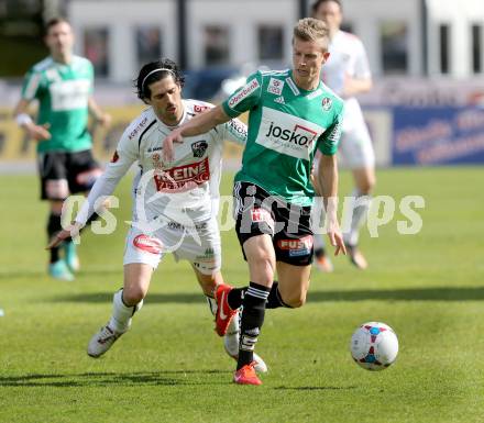 Fussball. Bundesliga. RZ Pellets WAC gegen SV Josko Ried.   Jacobo, (WAC),  Thomas Hinum (Ried). Wolfsberg, 13.4.2013.
Foto: Kuess

---
pressefotos, pressefotografie, kuess, qs, qspictures, sport, bild, bilder, bilddatenbank