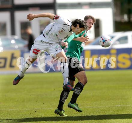 Fussball. Bundesliga. RZ Pellets WAC gegen SV Josko Ried.   Michele Polverino, (WAC), Rene Gartler  (Ried). Wolfsberg, 13.4.2013.
Foto: Kuess

---
pressefotos, pressefotografie, kuess, qs, qspictures, sport, bild, bilder, bilddatenbank