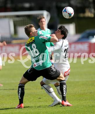 Fussball. Bundesliga. RZ Pellets WAC gegen SV Josko Ried.  David De Paula,  (WAC), Thomas Hinum  (Ried). Wolfsberg, 13.4.2013.
Foto: Kuess

---
pressefotos, pressefotografie, kuess, qs, qspictures, sport, bild, bilder, bilddatenbank