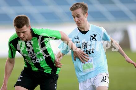 Fussball Kaerntner Liga. St. Veit gegen Voelkermarkt. Roman Adunka (St. Veit), Michael Ogris (Voelkermarkt). St. Veit, am 13.4.2013.
Foto: Kuess
---
pressefotos, pressefotografie, kuess, qs, qspictures, sport, bild, bilder, bilddatenbank