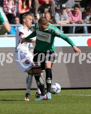 Fussball. Bundesliga. RZ Pellets WAC gegen SV Josko Ried.  Manuel Kerhe,  (WAC), Marcel Ziegl  (Ried). Wolfsberg, 13.4.2013.
Foto: Kuess

---
pressefotos, pressefotografie, kuess, qs, qspictures, sport, bild, bilder, bilddatenbank