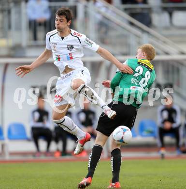 Fussball. Bundesliga. RZ Pellets WAC gegen SV Josko Ried.  Mihret Topcagic,  (WAC), Thomas Reifeltshammer  (Ried). Wolfsberg, 13.4.2013.
Foto: Kuess

---
pressefotos, pressefotografie, kuess, qs, qspictures, sport, bild, bilder, bilddatenbank