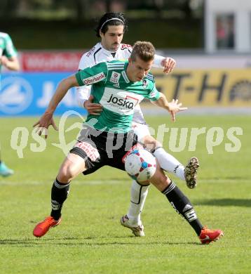 Fussball. Bundesliga. RZ Pellets WAC gegen SV Josko Ried.  Jacobo,  (WAC),  Thomas Hinum  (Ried). Wolfsberg, 13.4.2013.
Foto: Kuess

---
pressefotos, pressefotografie, kuess, qs, qspictures, sport, bild, bilder, bilddatenbank