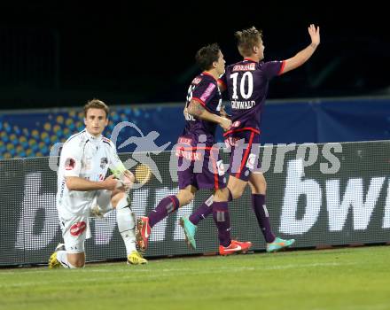 Fussball. OEB Cup.  RZ Pellets WAC gegen Austria Wien. Torjubel Alexander Gruenwald, Marko Stankovic (Austria Wien). Wolfsberg, 17.4.2013.
Foto: Kuess

---
pressefotos, pressefotografie, kuess, qs, qspictures, sport, bild, bilder, bilddatenbank