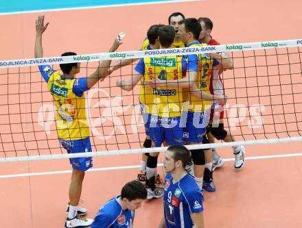 Volleyball. AVL Finalspiel. Aich/Dob gegen Hypo Tirol. Jubel (Aich/Dob). Bleiburg, 17.4.2013.
Foto: Kuess

---
pressefotos, pressefotografie, kuess, qs, qspictures, sport, bild, bilder, bilddatenbank