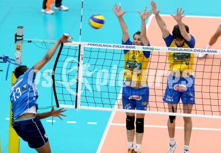 Volleyball. AVL Finalspiel. Aich/Dob gegen Hypo Tirol.  SATLER Rok,  REISER Gerald,  (Aich/Dob). Bleiburg, 17.4.2013.
Foto: Kuess

---
pressefotos, pressefotografie, kuess, qs, qspictures, sport, bild, bilder, bilddatenbank