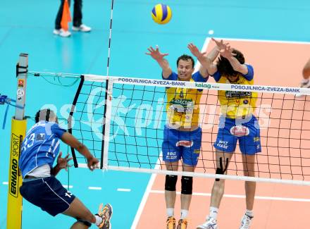 Volleyball. AVL Finalspiel. Aich/Dob gegen Hypo Tirol.  SATLER Rok,  REISER Gerald, (Aich/Dob). Bleiburg, 17.4.2013.
Foto: Kuess

---
pressefotos, pressefotografie, kuess, qs, qspictures, sport, bild, bilder, bilddatenbank