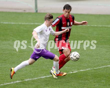 Fussball Regionalliga. SK Austria Klagenfurt gegen LASK. Fabian Miesenboeck, (Austria Klagenfurt), Radovan Vujanovic  (LASK). Klagenfurt, 20.4.2013.
Foto: Kuess
---
pressefotos, pressefotografie, kuess, qs, qspictures, sport, bild, bilder, bilddatenbank