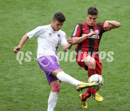 Fussball Regionalliga. SK Austria Klagenfurt gegen LASK. Lumbardh Salihu,  (Austria Klagenfurt), Daniel Kogler (LASK). Klagenfurt, 20.4.2013.
Foto: Kuess
---
pressefotos, pressefotografie, kuess, qs, qspictures, sport, bild, bilder, bilddatenbank