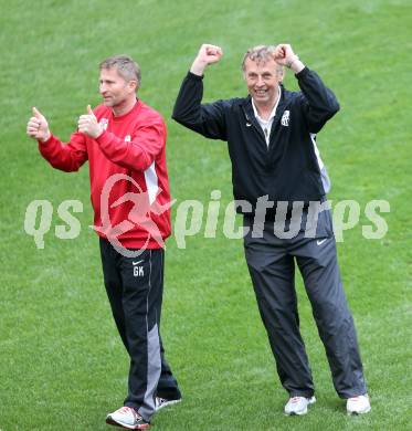 Fussball Regionalliga. SK Austria Klagenfurt gegen LASK. Jubel Trainer Karl Daxbacher (LASK). Klagenfurt, 20.4.2013.
Foto: Kuess
---
pressefotos, pressefotografie, kuess, qs, qspictures, sport, bild, bilder, bilddatenbank