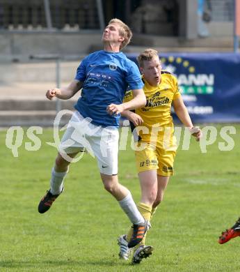 Fussball Unterliga Ost. ASV gegen Wernberg. Stefan Kobald (ASV),  Stefan Aichholzer (Wernberg). Annabichl, am 21.4.2013.
Foto: Kuess
---
pressefotos, pressefotografie, kuess, qs, qspictures, sport, bild, bilder, bilddatenbank