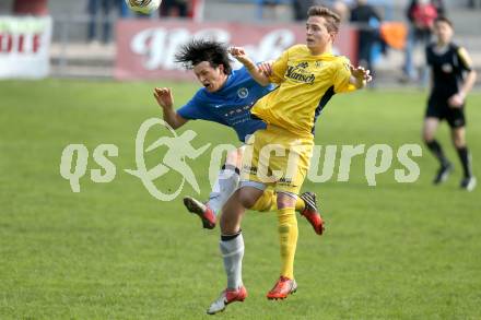 Fussball Unterliga Ost. ASV gegen Wernberg. Hans Christian Rabl (ASV), Daniel Arneitz (Wernberg). Annabichl, am 21.4.2013.
Foto: Kuess
---
pressefotos, pressefotografie, kuess, qs, qspictures, sport, bild, bilder, bilddatenbank