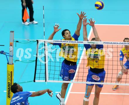 Volleyball. AVL Finalspiel. Aich/Dob gegen Hypo Tirol. De Sousa Sequeira Valdir,  HRUSKA Michal  (Aich/Dob). Bleiburg, 24.4.2013.
Foto: Kuess

---
pressefotos, pressefotografie, kuess, qs, qspictures, sport, bild, bilder, bilddatenbank