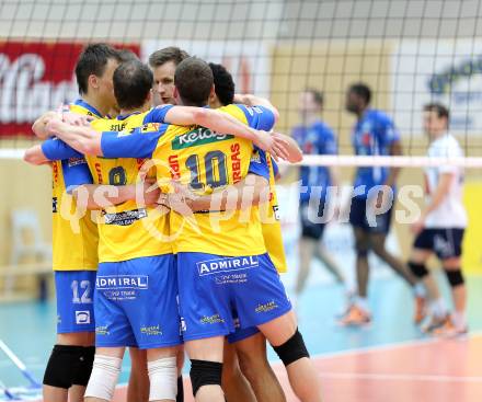 Volleyball. AVL Finalspiel. Aich/Dob gegen Hypo Tirol.  Jubel (Aich/Dob). Bleiburg, 24.4.2013.
Foto: Kuess
---
pressefotos, pressefotografie, kuess, qs, qspictures, sport, bild, bilder, bilddatenbank