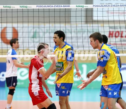 Volleyball. AVL Finalspiel. Aich/Dob gegen Hypo Tirol.  Jubel (Aich/Dob). Bleiburg, 24.4.2013.
Foto: Kuess
---
pressefotos, pressefotografie, kuess, qs, qspictures, sport, bild, bilder, bilddatenbank