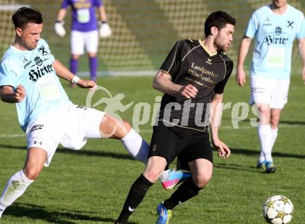 Fussball. Kaerntner Liga. Koettmannsdorf gegen St. Veit. Buergler Stephan(Koettmannsdorf), Kitz Bernhard RÃ¼diger  (St. Veit). Koettmannsdorf, 24.4.2013.
Foto: Kuess
---
pressefotos, pressefotografie, kuess, qs, qspictures, sport, bild, bilder, bilddatenbank